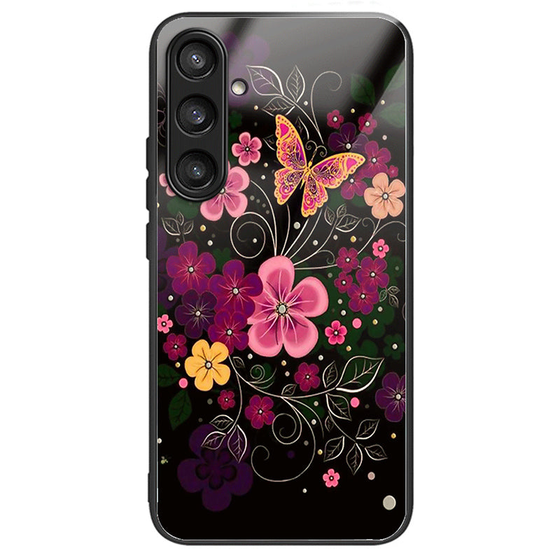 For Samsung Galaxy S23 FE Cell Phone Case Tempered Glass Pattern Printing Anti-drop Cover
