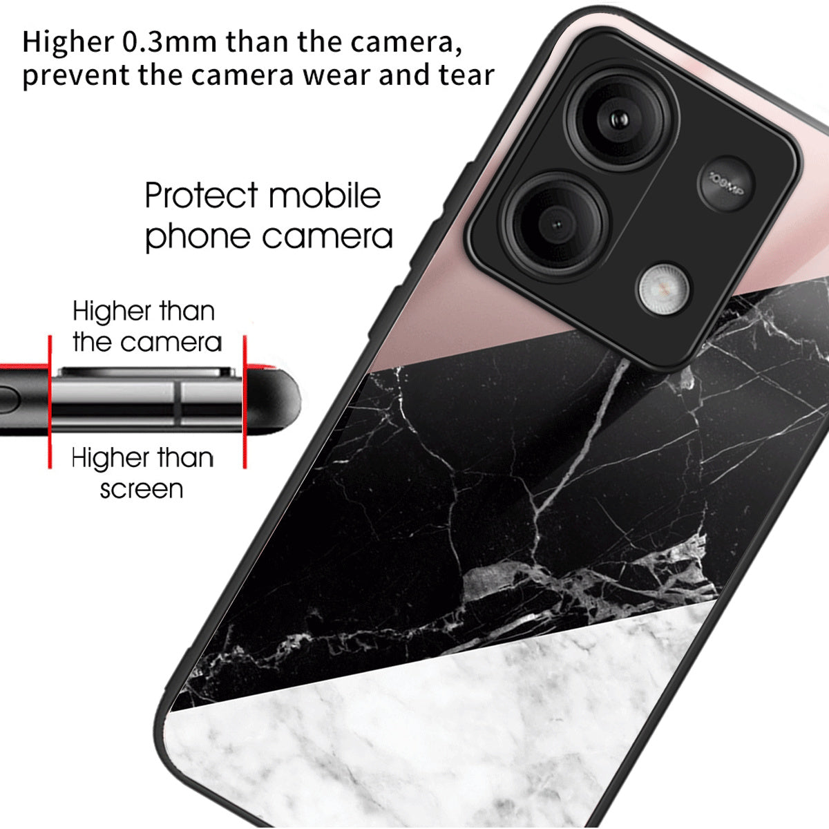 For Xiaomi Redmi Note 13 5G Cell Phone Case Pattern Printing Tempered Glass Anti-shock Cover
