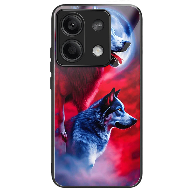 For Xiaomi Redmi Note 13 5G Cell Phone Case Pattern Printing Tempered Glass Anti-shock Cover