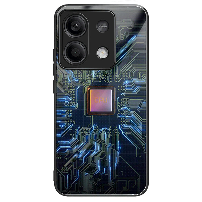 For Xiaomi Redmi Note 13 5G Cell Phone Case Pattern Printing Tempered Glass Anti-shock Cover