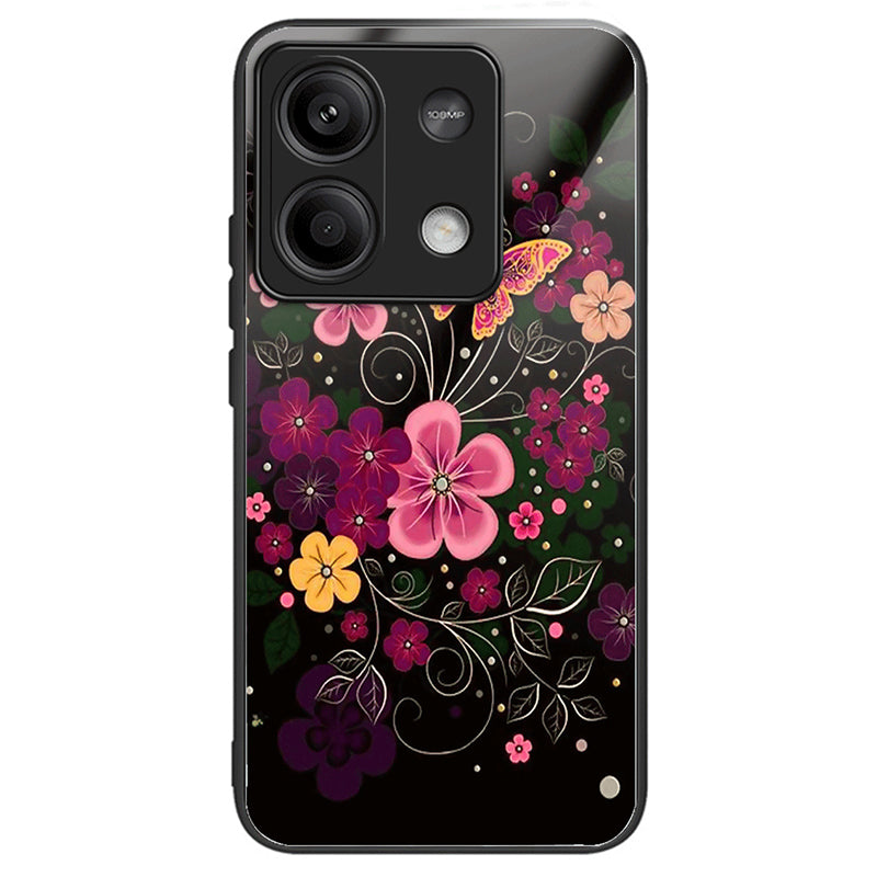 For Xiaomi Redmi Note 13 5G Cell Phone Case Pattern Printing Tempered Glass Anti-shock Cover
