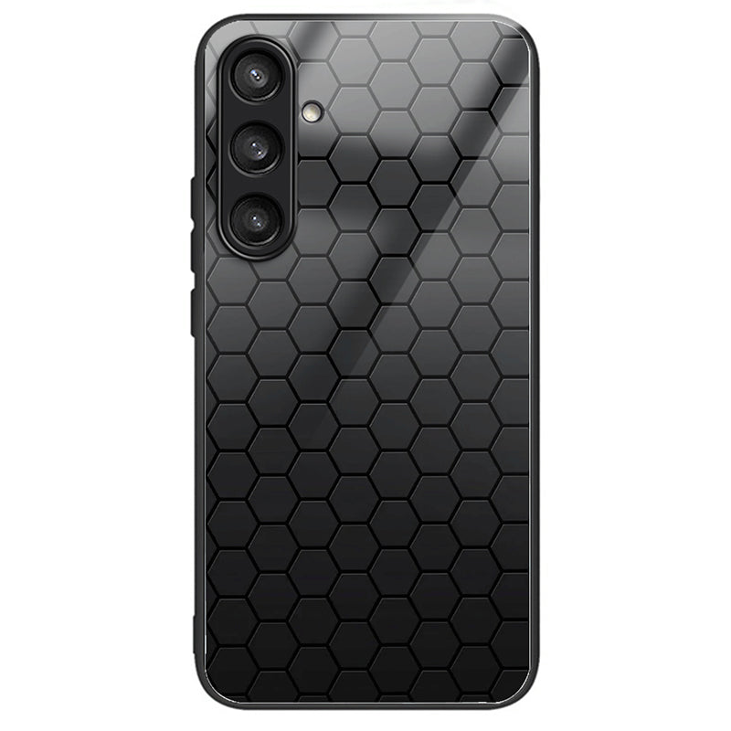 For Samsung Galaxy S24 Phone Case Stylish Pattern Tempered Glass+TPU+PC Protective Cover