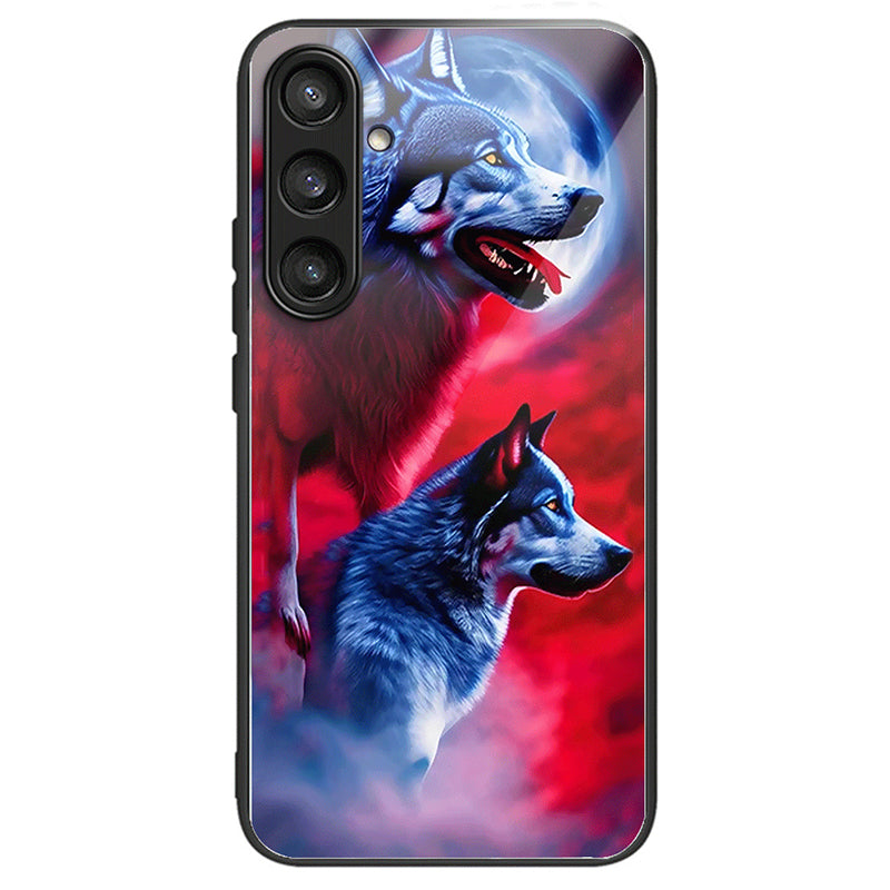 For Samsung Galaxy S24 Phone Case Stylish Pattern Tempered Glass+TPU+PC Protective Cover