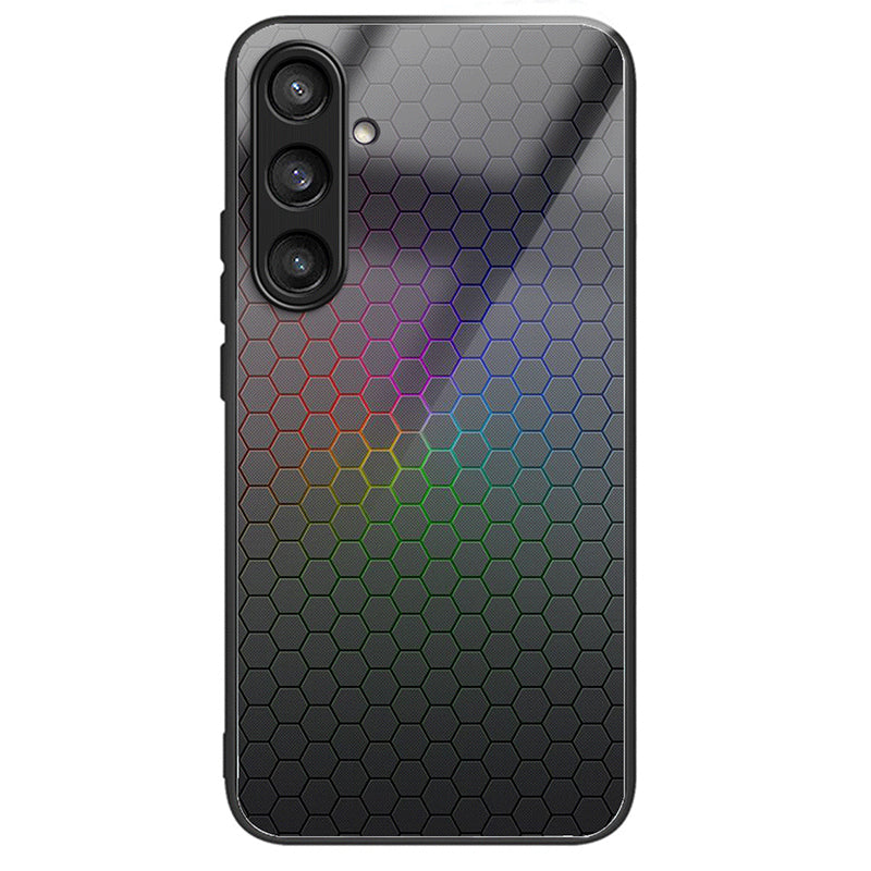 For Samsung Galaxy S24 Phone Case Stylish Pattern Tempered Glass+TPU+PC Protective Cover