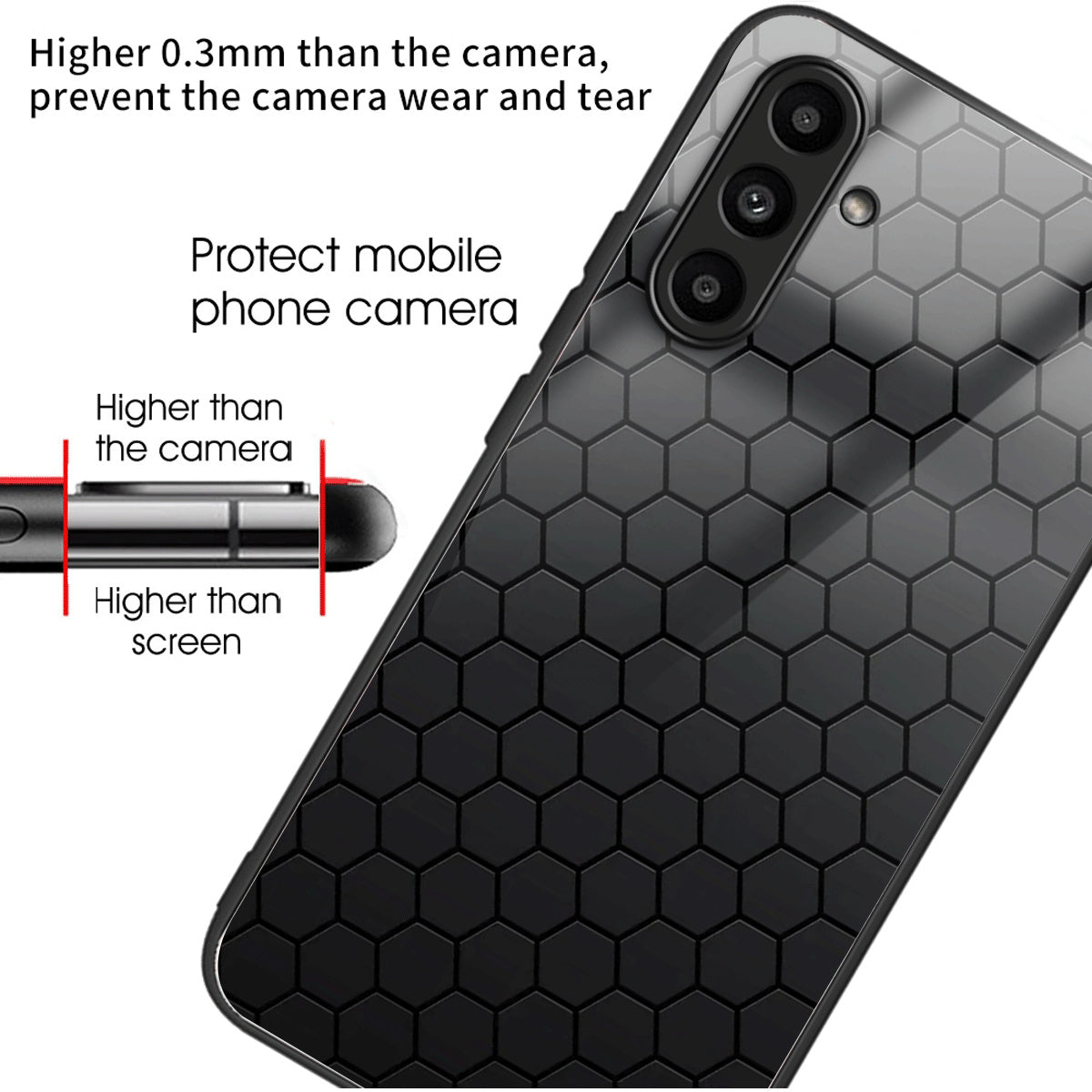 For Samsung Galaxy A14 4G / 5G Cover Anti-scratch Tempered Glass+TPU+PC Cell Phone Case