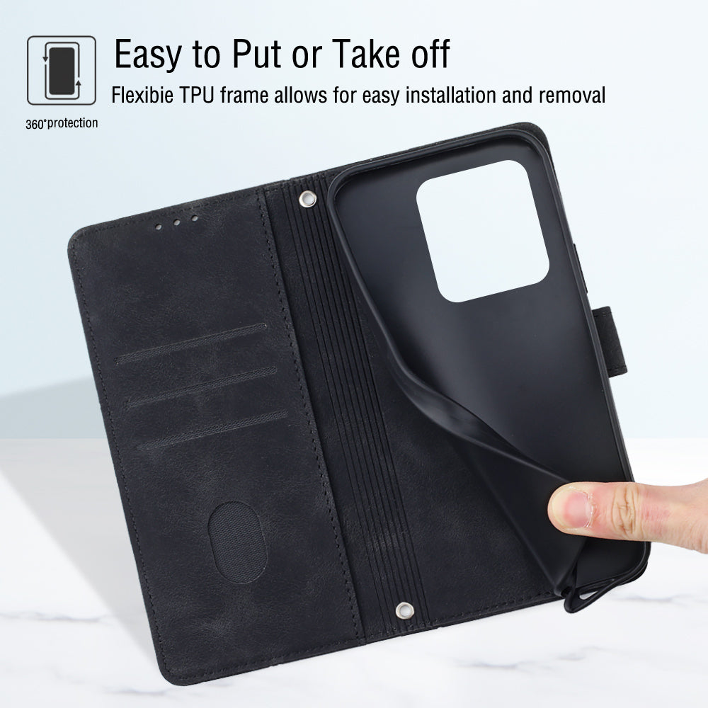 PT005 YB Imprinting Series-6 For Xiaomi Redmi Note 13 Pro 4G / Poco M6 Pro 4G Leather Phone Wallet Case