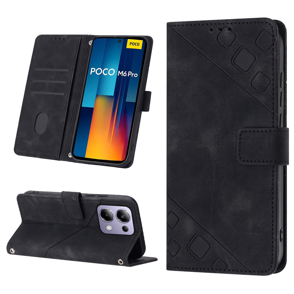 PT005 YB Imprinting Series-6 For Xiaomi Redmi Note 13 Pro 4G / Poco M6 Pro 4G Leather Phone Wallet Case