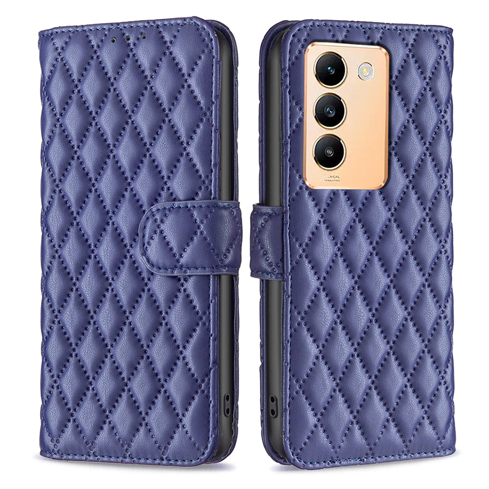 BINFEN COLOR BF Style-14 For vivo Y200e 5G Case PU Leather Imprinted Rhombus Phone Cover