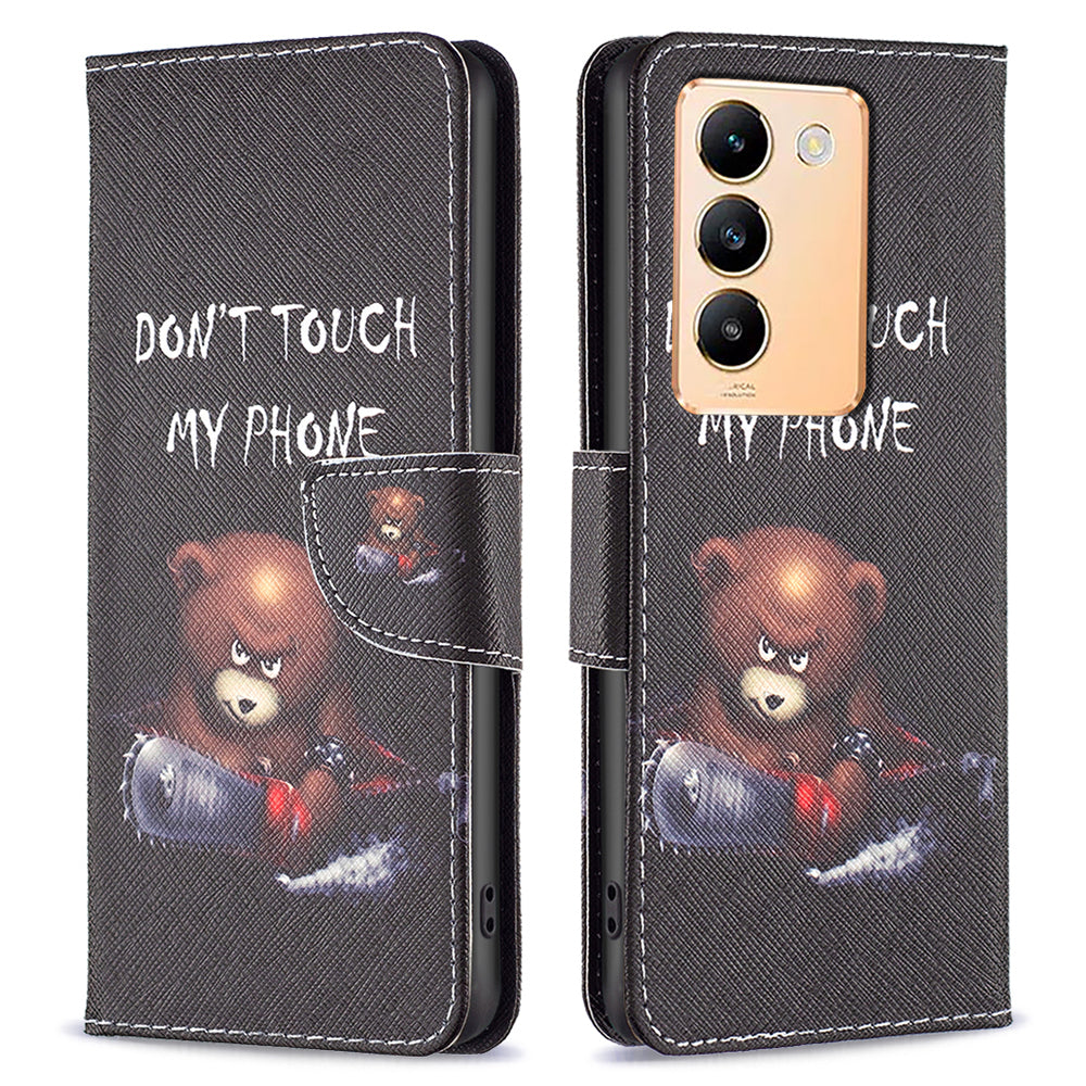 For vivo Y200e 5G Case Pattern Printing Flip Stand Phone Cover with Magnetic Clasp