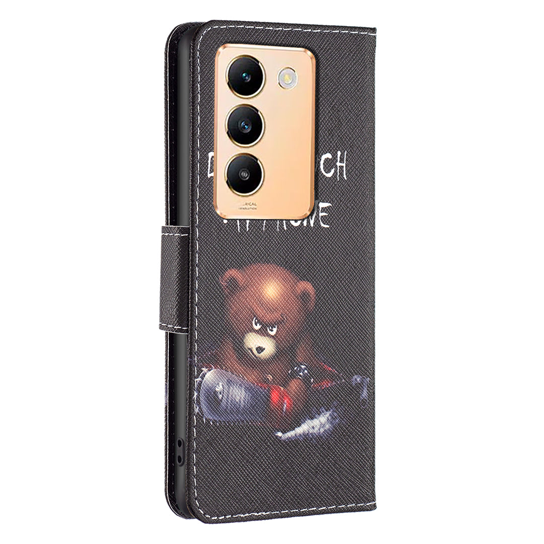 For vivo Y200e 5G Case Pattern Printing Flip Stand Phone Cover with Magnetic Clasp