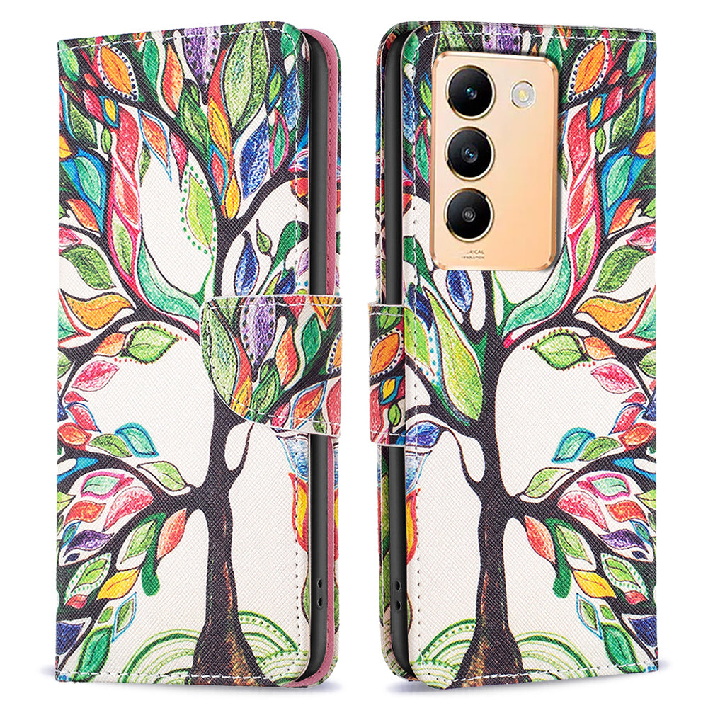 For vivo Y200e 5G Case Pattern Printing Flip Stand Phone Cover with Magnetic Clasp