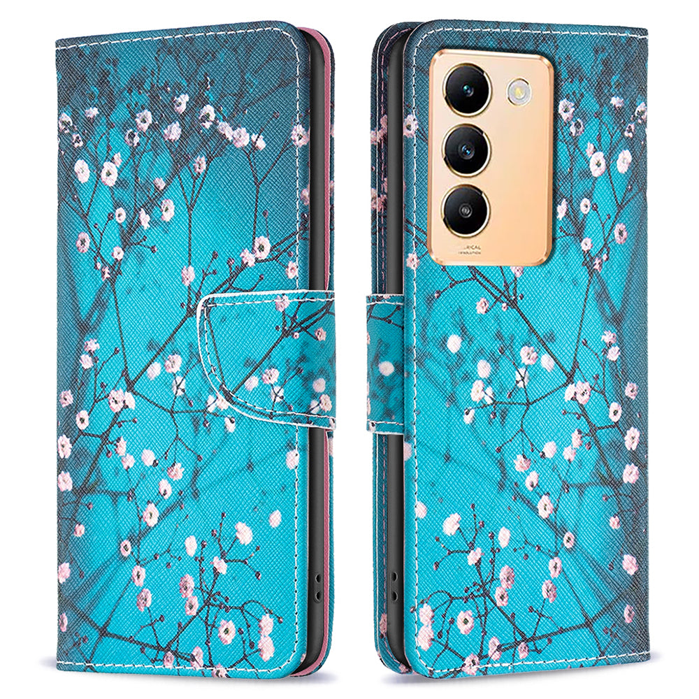 For vivo Y200e 5G Case Pattern Printing Flip Stand Phone Cover with Magnetic Clasp
