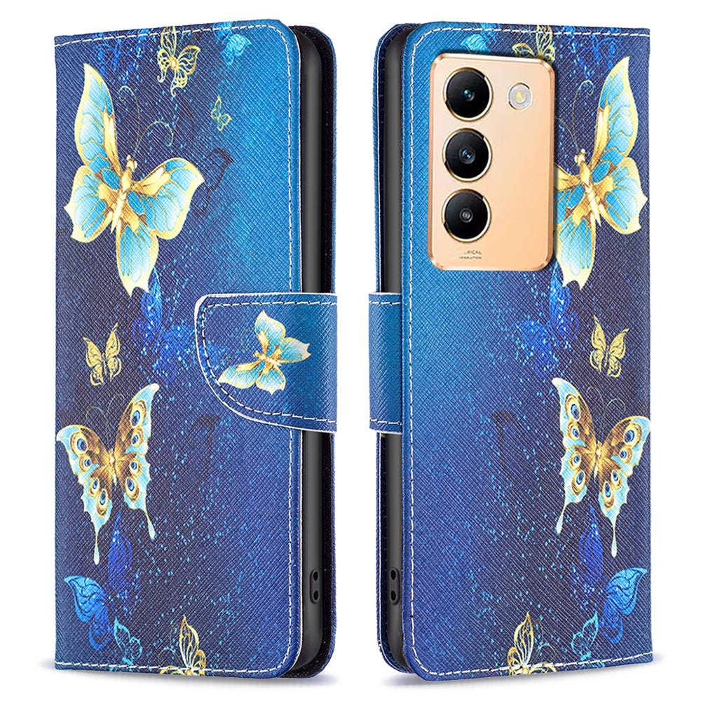 For vivo Y200e 5G Case Pattern Printing Flip Stand Phone Cover with Magnetic Clasp