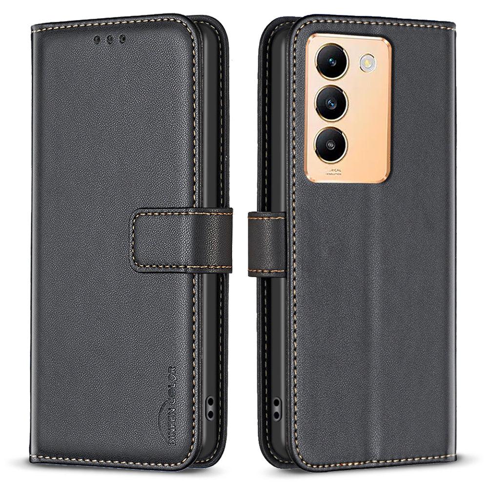 BINFEN COLOR BF17 For vivo Y200e 5G Wallet Case Magnetic Closing Card Slots Phone Cover