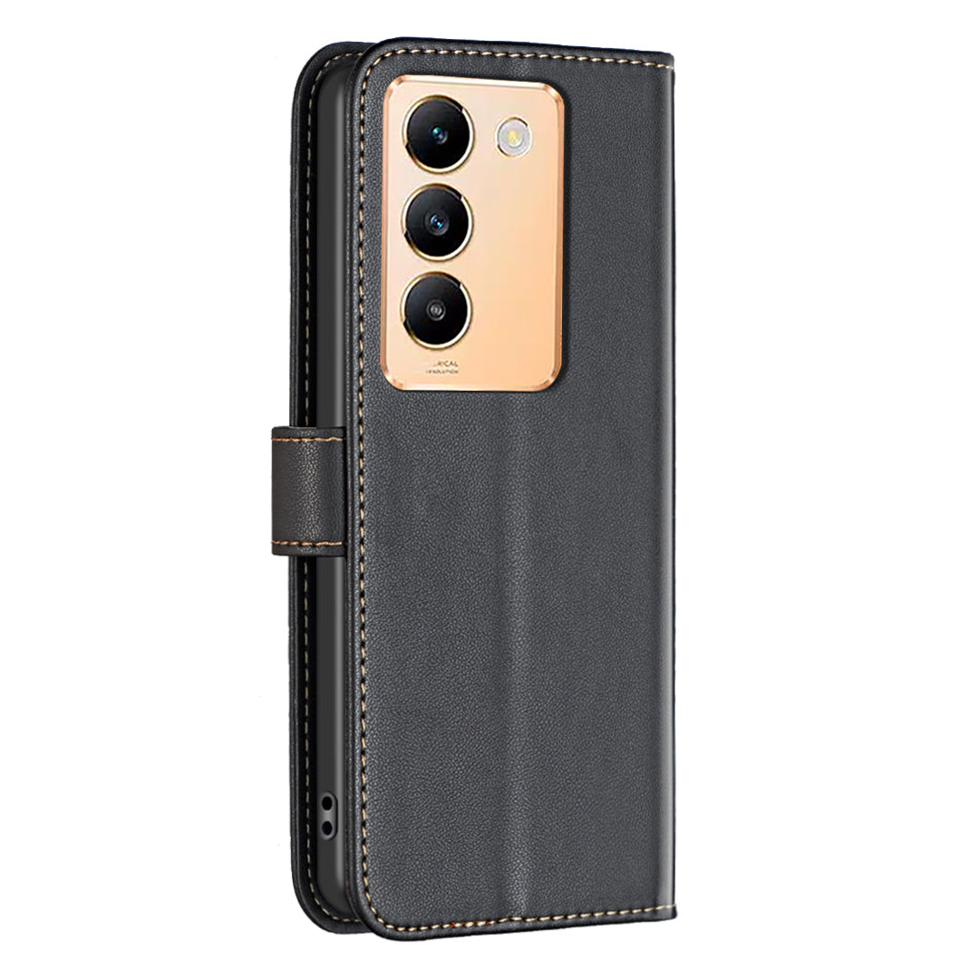 BINFEN COLOR BF17 For vivo Y200e 5G Wallet Case Magnetic Closing Card Slots Phone Cover