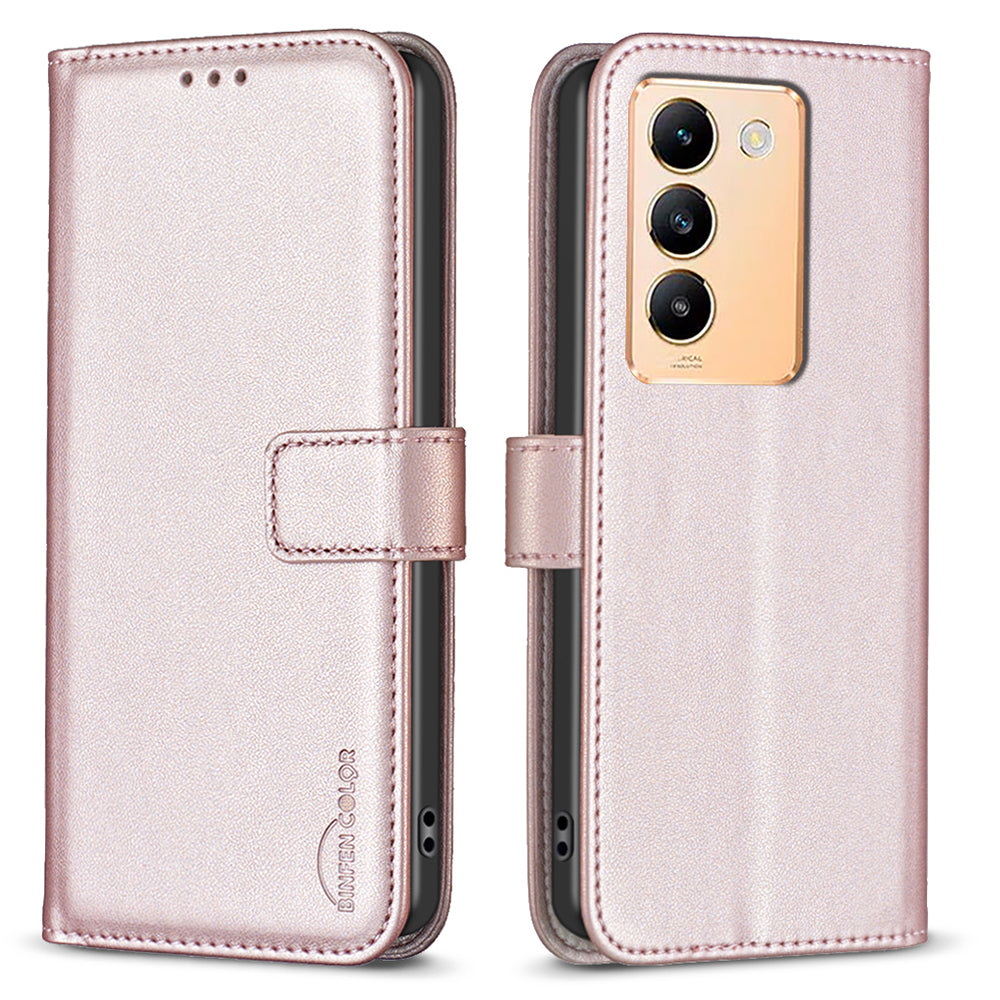 BINFEN COLOR BF17 For vivo Y200e 5G Wallet Case Magnetic Closing Card Slots Phone Cover