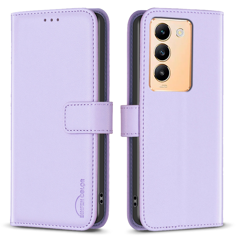 BINFEN COLOR BF17 For vivo Y200e 5G Wallet Case Magnetic Closing Card Slots Phone Cover
