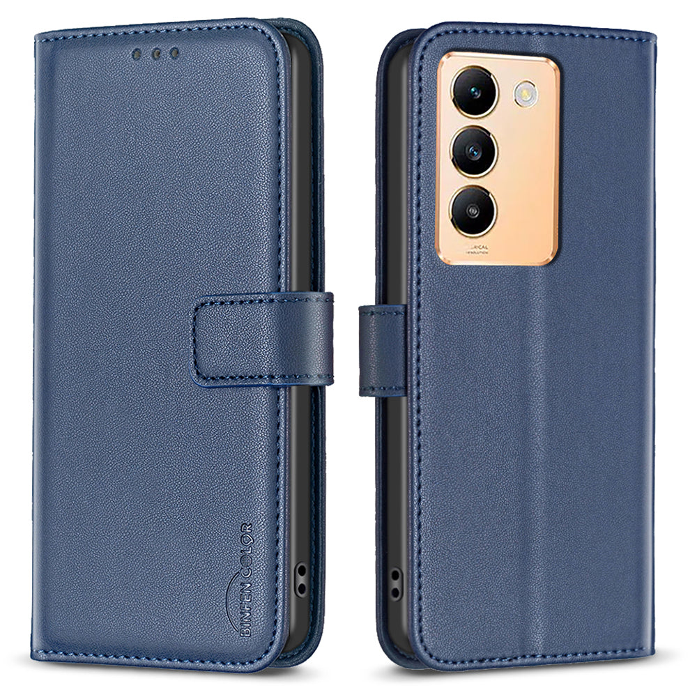 BINFEN COLOR BF17 For vivo Y200e 5G Wallet Case Magnetic Closing Card Slots Phone Cover