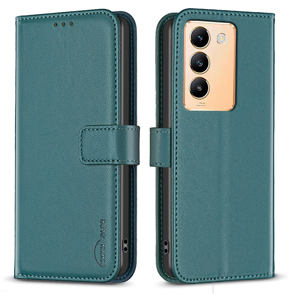 BINFEN COLOR BF17 For vivo Y200e 5G Wallet Case Magnetic Closing Card Slots Phone Cover