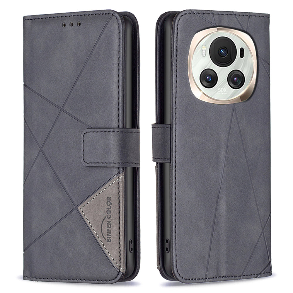 BINFEN COLOR BF05 For Honor Magic6 5G Magnetic Phone Case Leather Geometric Cover