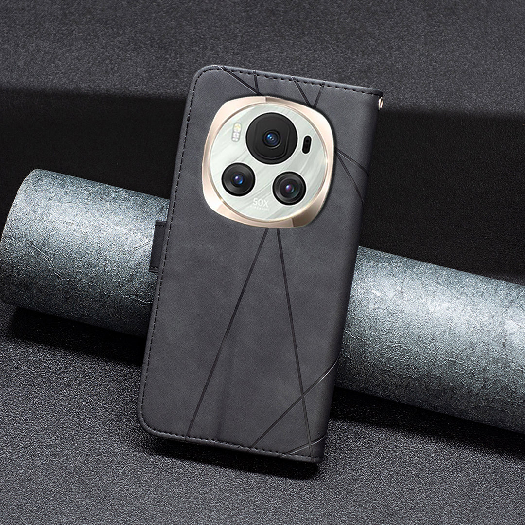 BINFEN COLOR BF05 For Honor Magic6 5G Magnetic Phone Case Leather Geometric Cover