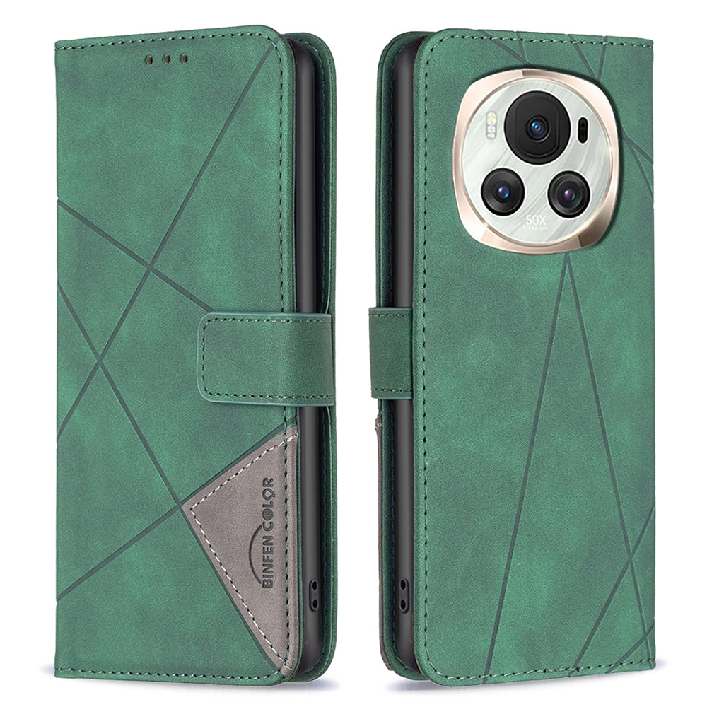 BINFEN COLOR BF05 For Honor Magic6 5G Magnetic Phone Case Leather Geometric Cover