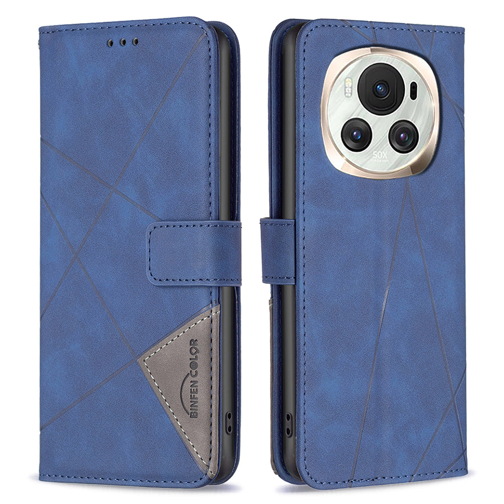 BINFEN COLOR BF05 For Honor Magic6 5G Magnetic Phone Case Leather Geometric Cover