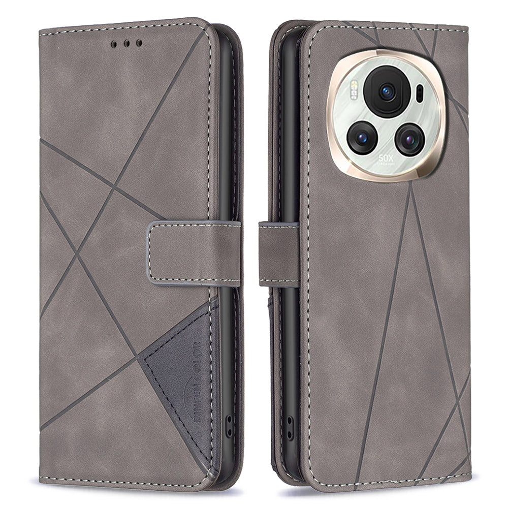BINFEN COLOR BF05 For Honor Magic6 5G Magnetic Phone Case Leather Geometric Cover