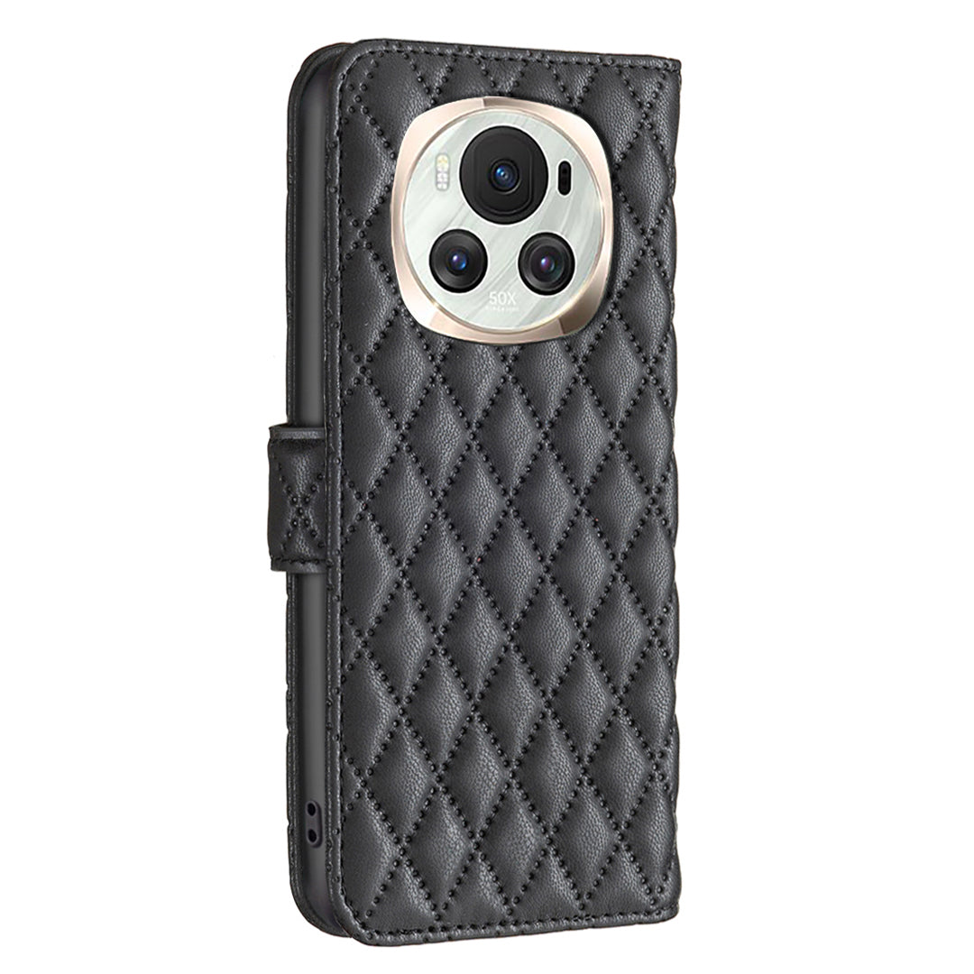 BINFEN COLOR BF Style-14 For Honor Magic6 5G Case Foldable Stand  Rhombus Grid Phone Cover