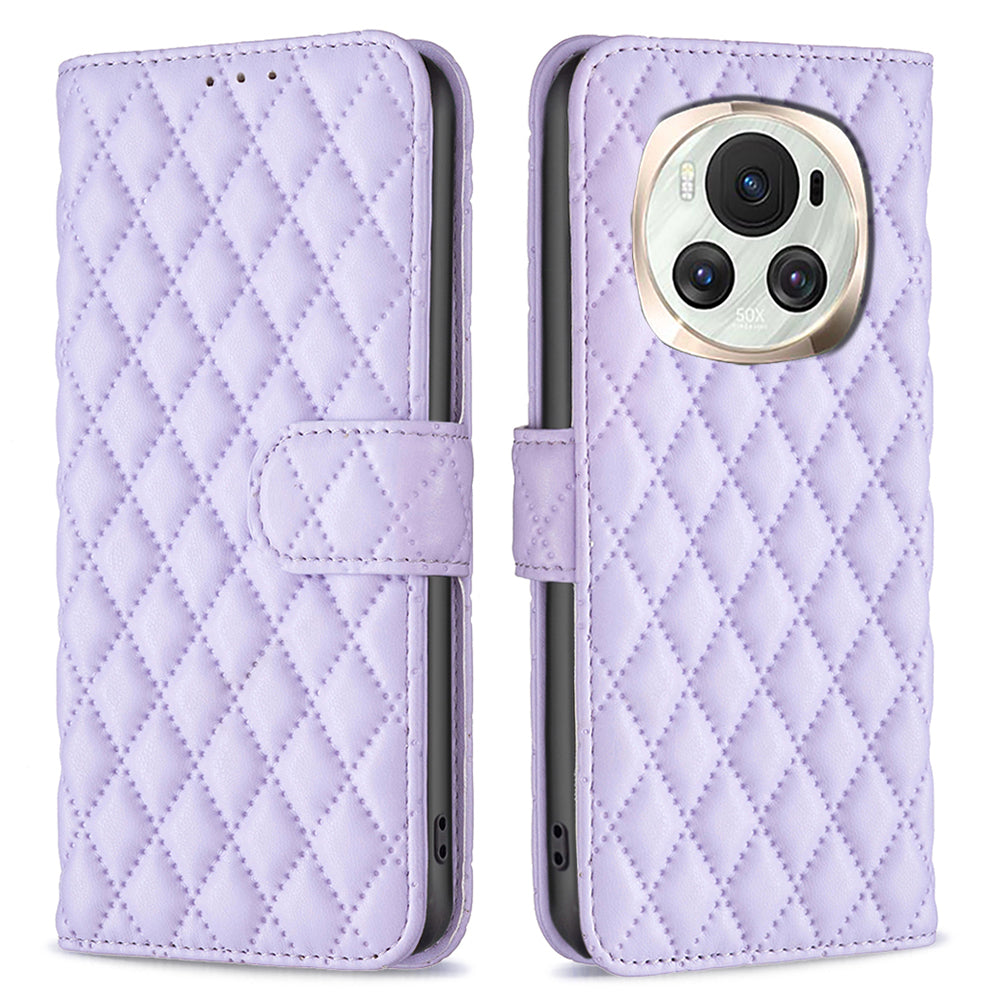 BINFEN COLOR BF Style-14 For Honor Magic6 5G Case Foldable Stand  Rhombus Grid Phone Cover