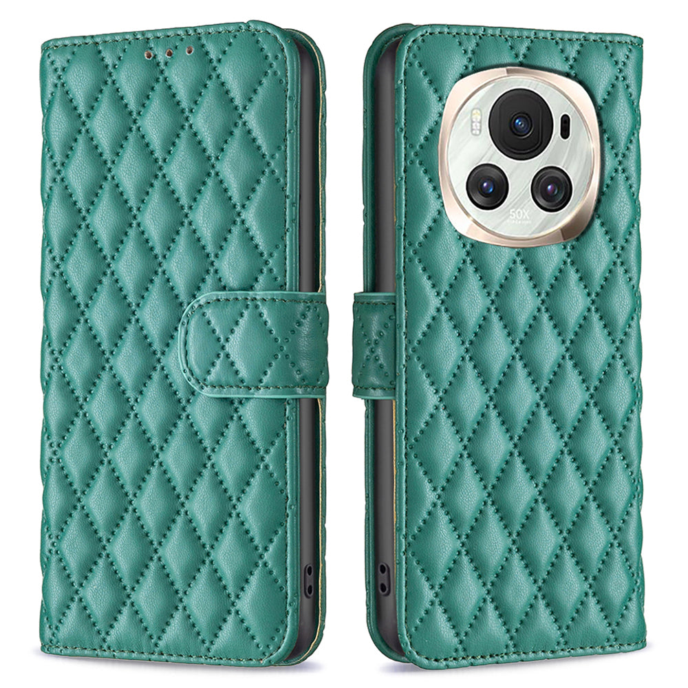 BINFEN COLOR BF Style-14 For Honor Magic6 5G Case Foldable Stand  Rhombus Grid Phone Cover