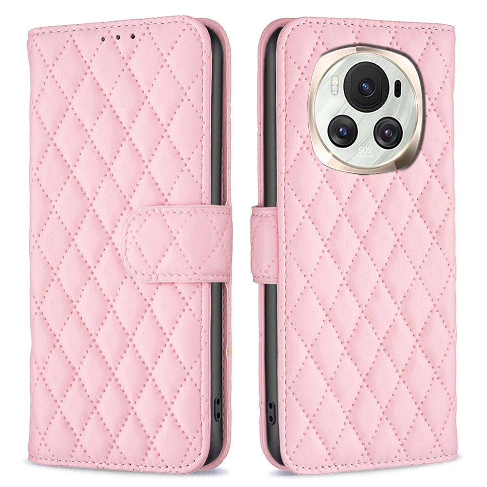 BINFEN COLOR BF Style-14 For Honor Magic6 5G Case Foldable Stand  Rhombus Grid Phone Cover