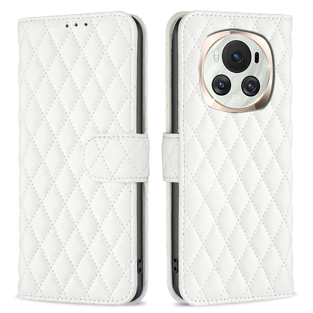 BINFEN COLOR BF Style-14 For Honor Magic6 5G Case Foldable Stand  Rhombus Grid Phone Cover