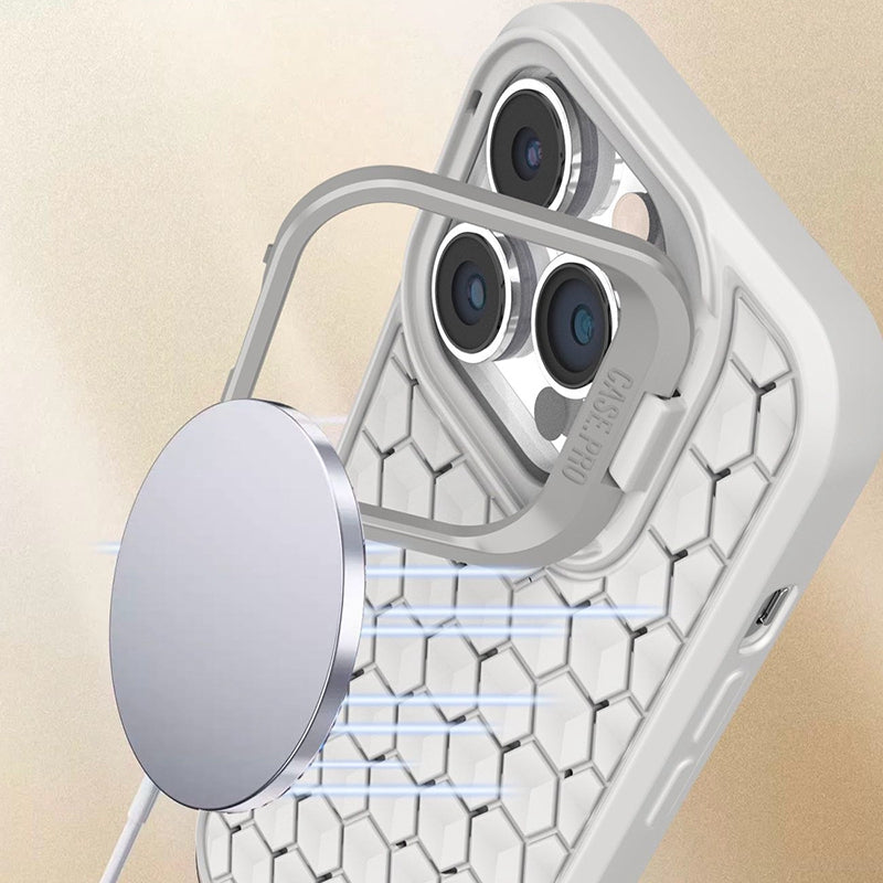 For iPhone 13 Pro Max Magnetic Case Heat Dissipation Soft TPU Cover with Lens Frame Kickstand