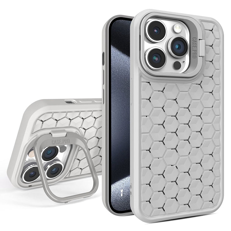 For iPhone 14 Pro Max Magnetic Case Honeycomb Heat Dissipation TPU Kickstand Cover