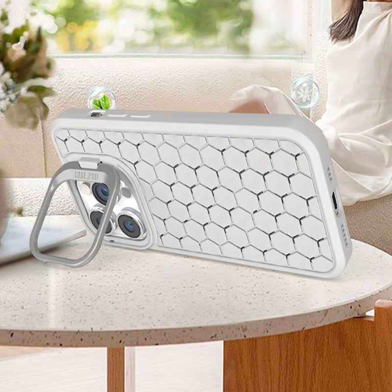 For iPhone 14 Pro Max Magnetic Case Honeycomb Heat Dissipation TPU Kickstand Cover