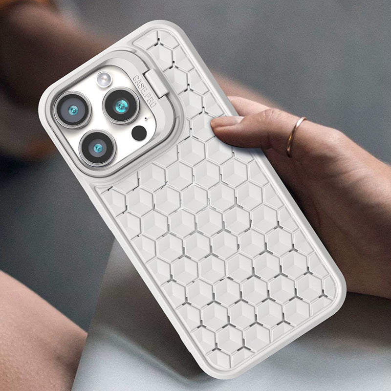 For iPhone 14 Pro Max Magnetic Case Honeycomb Heat Dissipation TPU Kickstand Cover