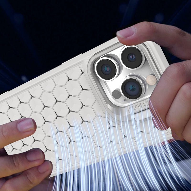 For iPhone 14 Pro Max Magnetic Case Honeycomb Heat Dissipation TPU Kickstand Cover