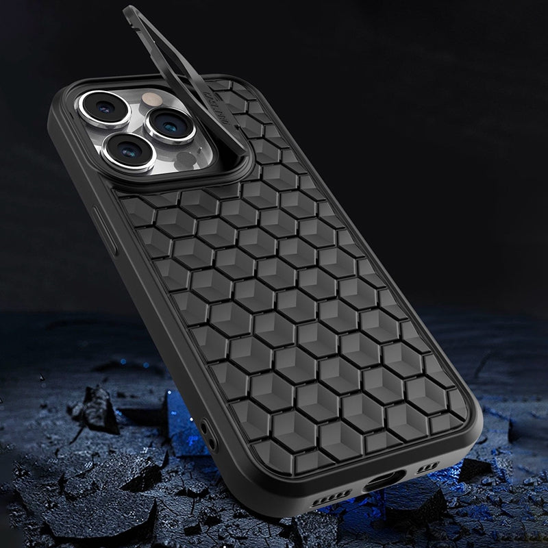 For iPhone 14 Pro Max Magnetic Case Honeycomb Heat Dissipation TPU Kickstand Cover
