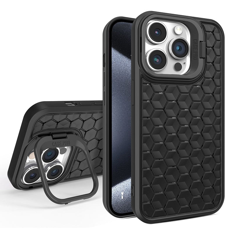 For iPhone 14 Pro Max Magnetic Case Honeycomb Heat Dissipation TPU Kickstand Cover