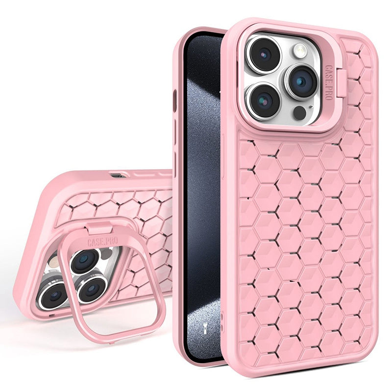 For iPhone 14 Pro Max Magnetic Case Honeycomb Heat Dissipation TPU Kickstand Cover