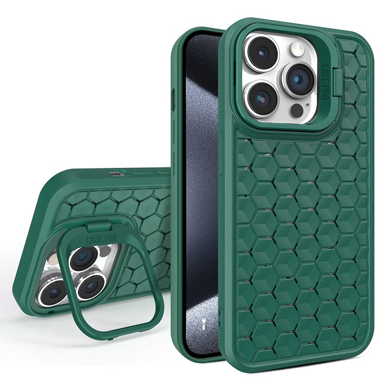 For iPhone 14 Pro Max Magnetic Case Honeycomb Heat Dissipation TPU Kickstand Cover