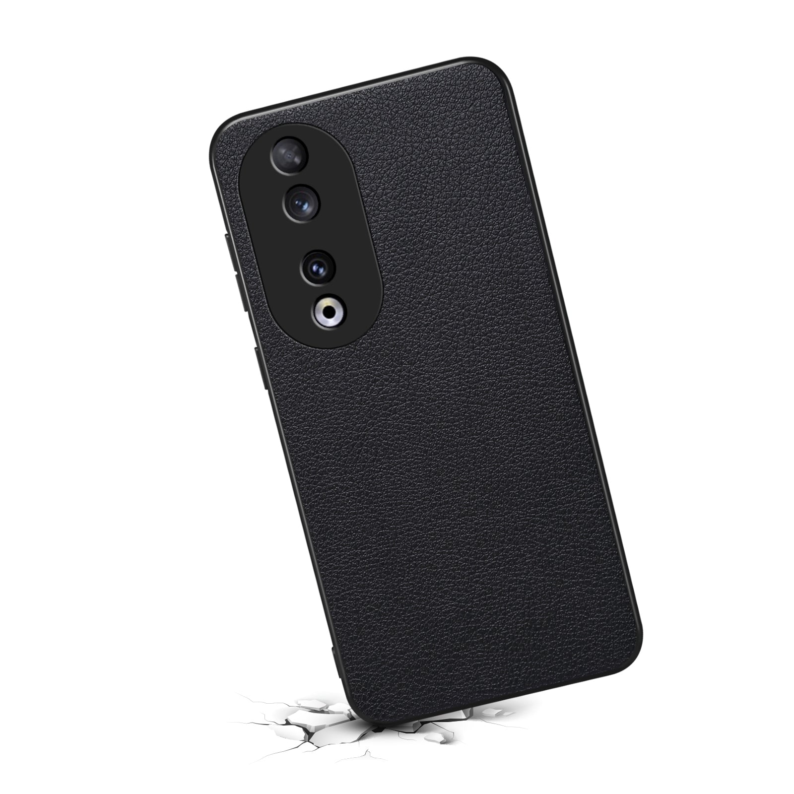 For Honor 90 Case PU+PC+TPU Hybrid Phone Shell with Calf Texture