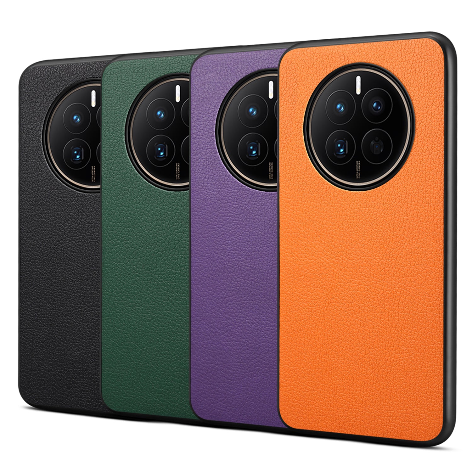 For Huawei Mate 50 4G Case Leather Coated PC+TPU Anti-Scratch Phone Cover