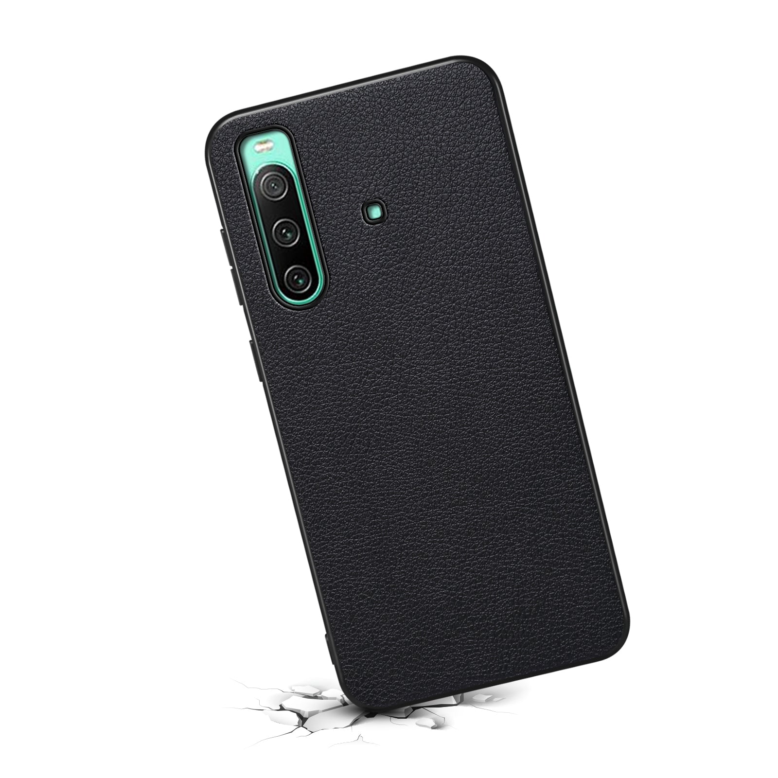 For Sony Xperia 10 IV 5G Case Calf Texture Drop-proof Leather Coated PC+TPU Cover