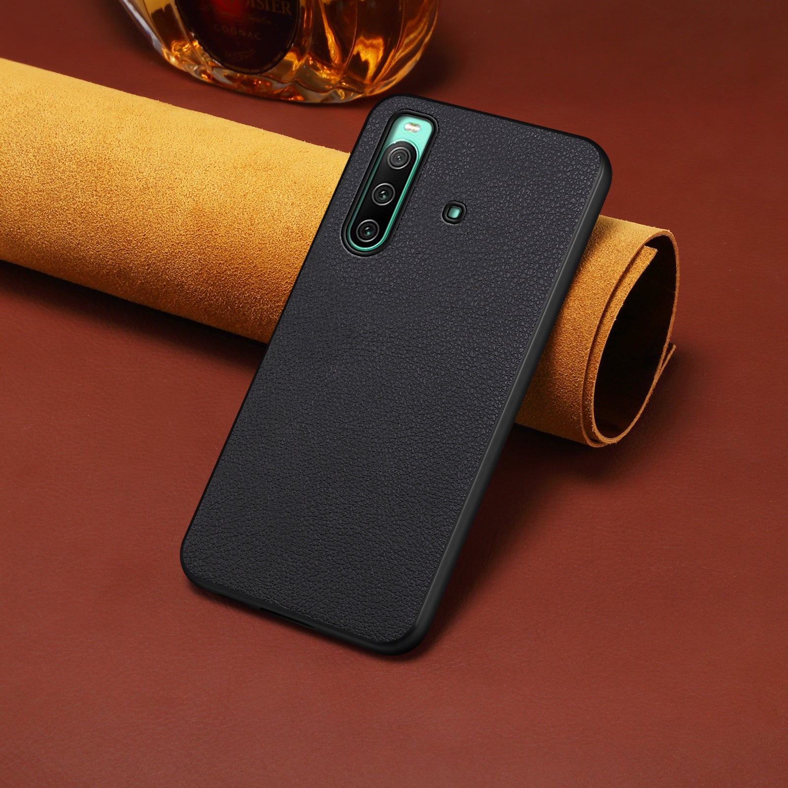 For Sony Xperia 10 IV 5G Case Calf Texture Drop-proof Leather Coated PC+TPU Cover