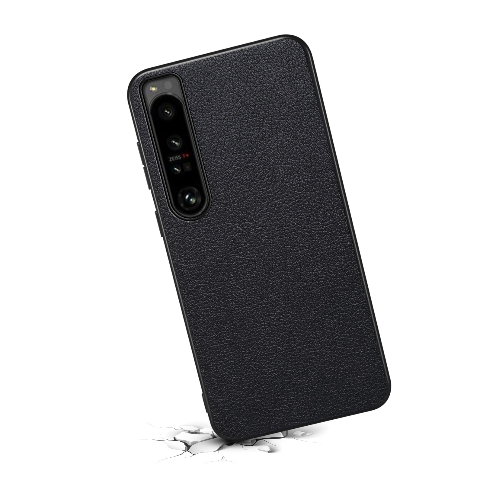 For Sony Xperia 1 IV 5G Phone Case PU Leather Coating Hybrid PC+TPU Phone Cover