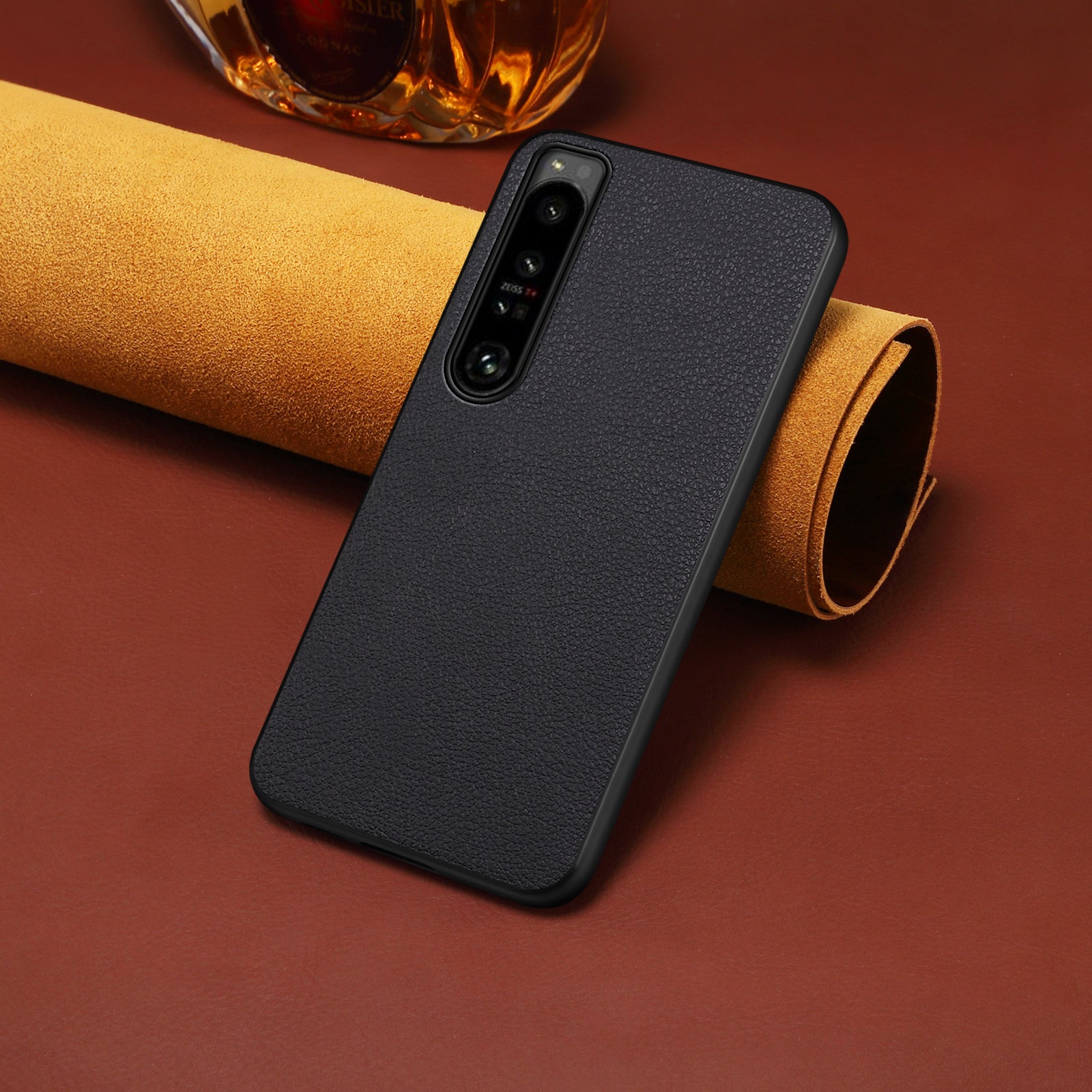 For Sony Xperia 1 IV 5G Phone Case PU Leather Coating Hybrid PC+TPU Phone Cover