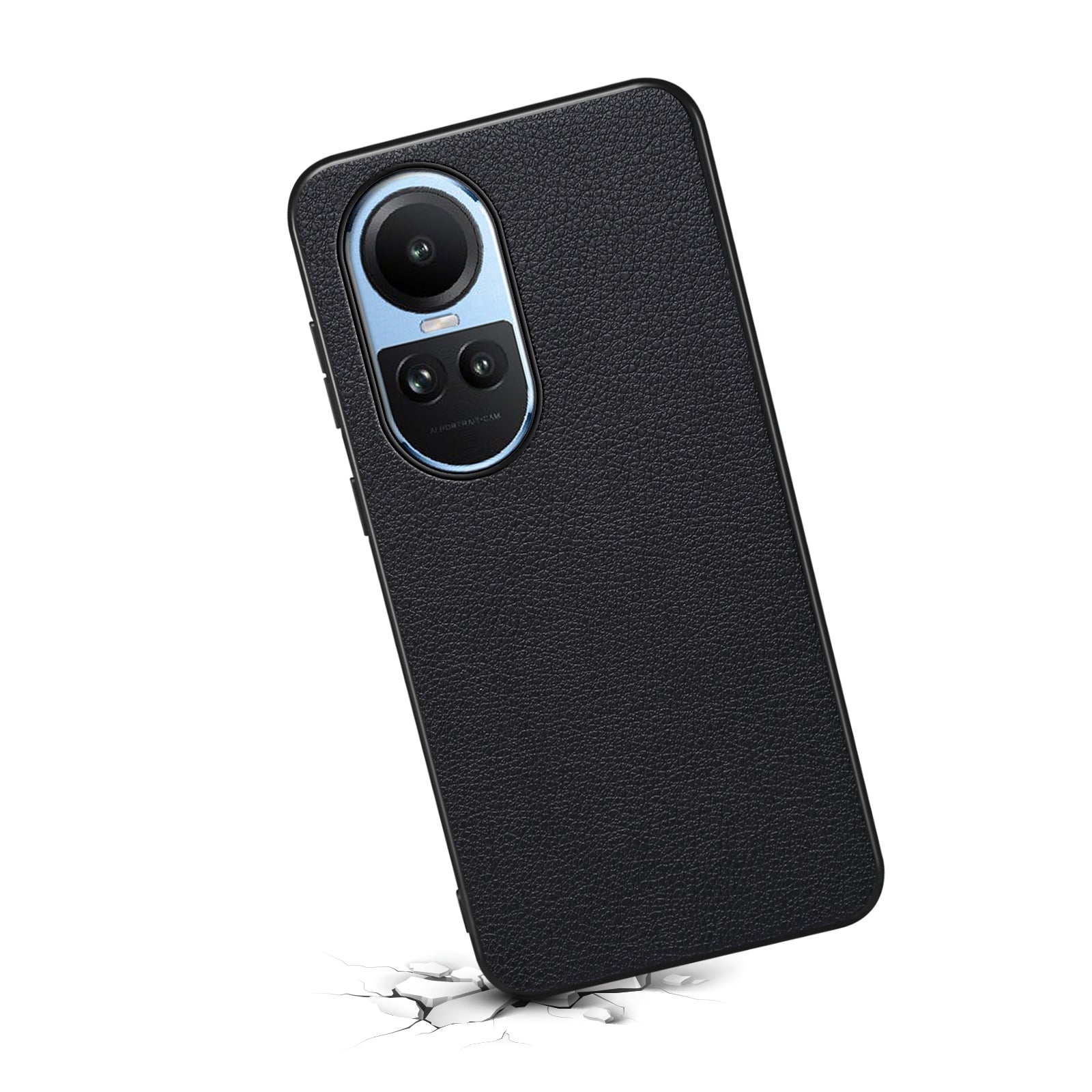 For Oppo Reno10 5G (Global) Case Drop-proof Leather Coated PC+TPU Phone Cover