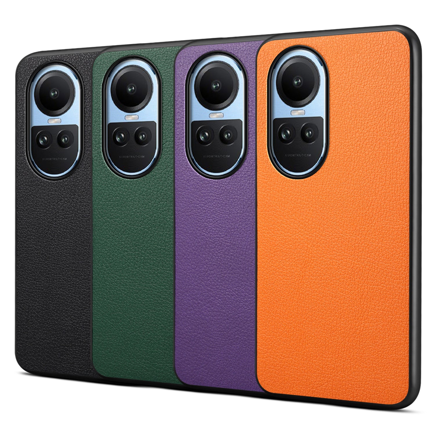 For Oppo Reno10 5G (Global) Case Drop-proof Leather Coated PC+TPU Phone Cover